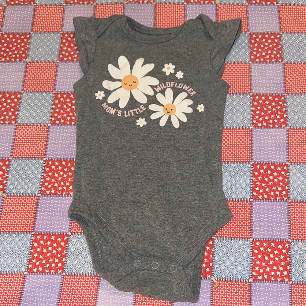 Jumping Beans Charcoal Floral Bodysuit